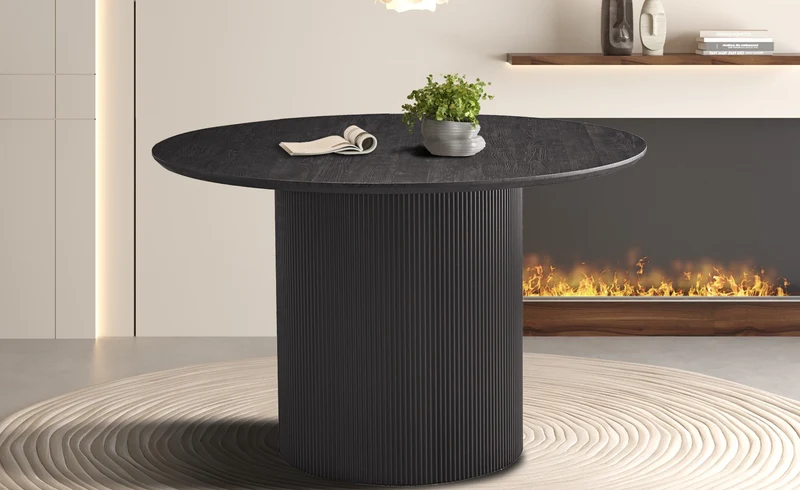 Table Lagos 120 cm Ronde Décor Brun foncé