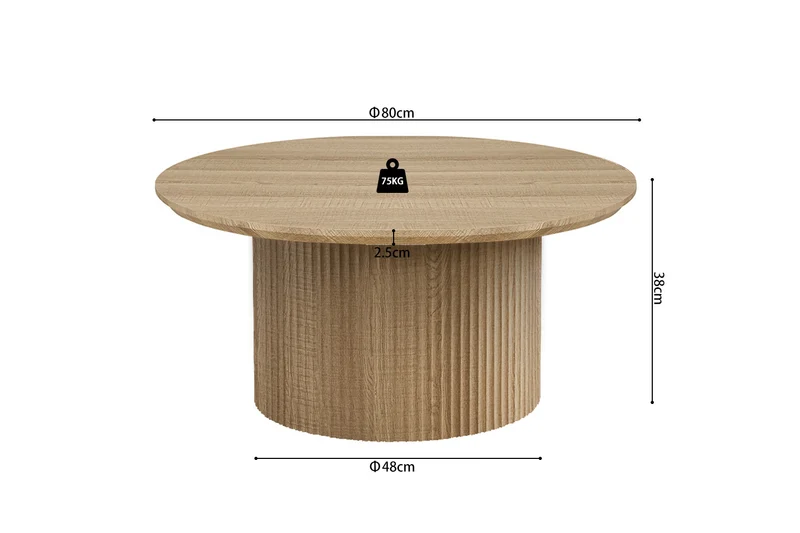 Table basse Lagos Ronde Décor Chêne Naturel