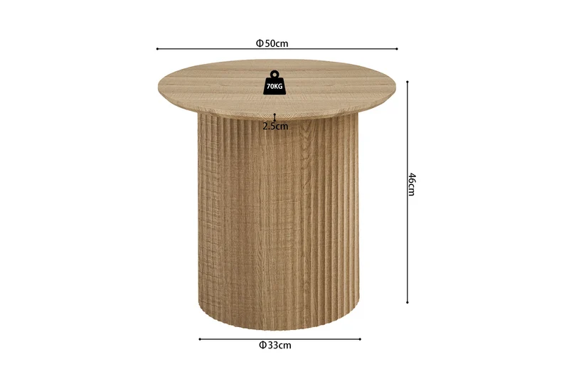Table basse Lagos Ronde Décor Chêne Naturel
