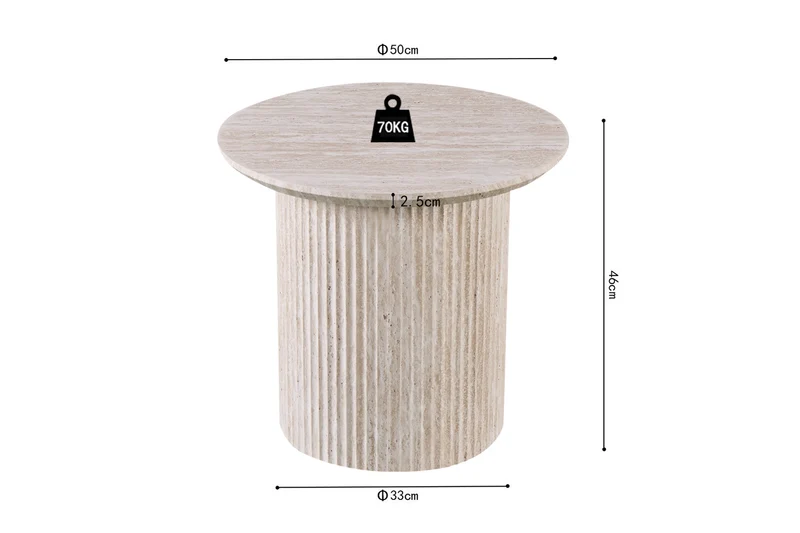 Table basse Lagos Ronde Décor Travertin Beige