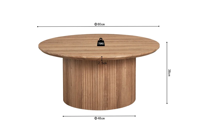 Table basse Lagos Ronde Décor Chêne Vieilli