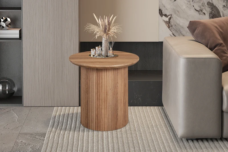 Table basse Lagos Ronde Décor Chêne Vieilli