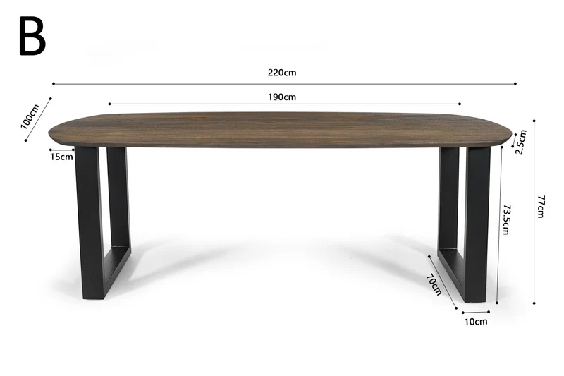 Table Tommy 220x100 cm Ovale Danoise Pied Bois de manguier Brun foncé