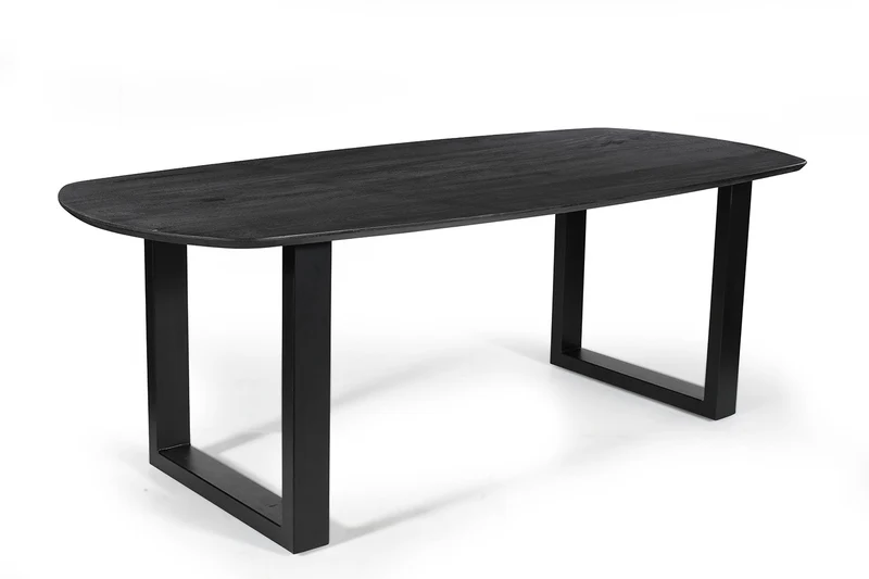 Table Tommy 220x100 cm Ovale Danoise Pied Bois de manguier Noir