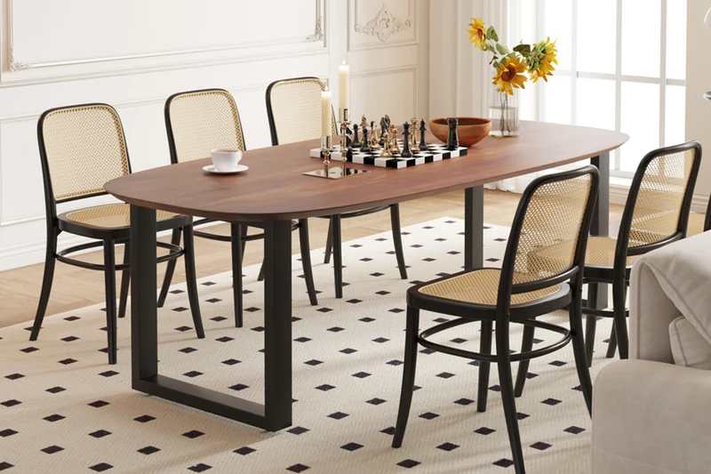 Table Tommy 220x100 cm Ovale Danoise Pied Bois de manguier Brun