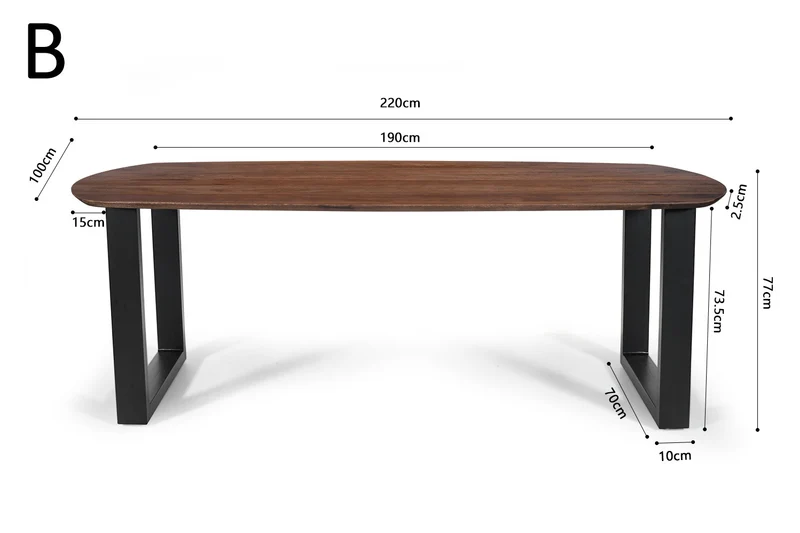 Table Tommy 220x100 cm Ovale Danoise Pied Bois de manguier Brun