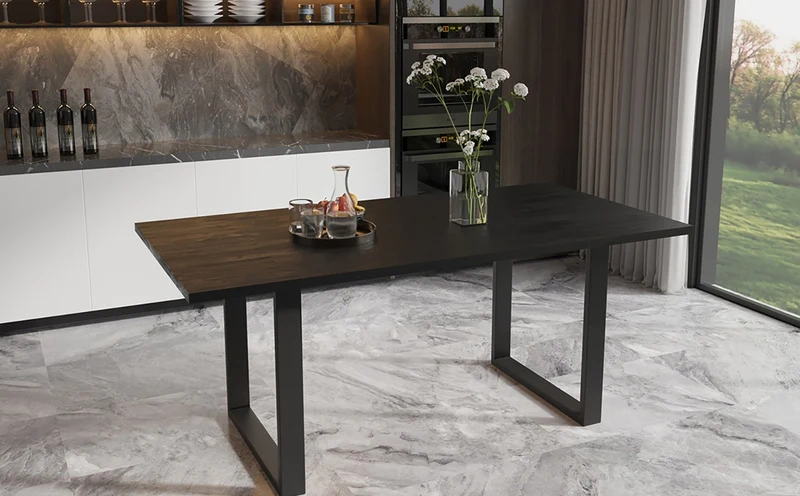 Table Nicola 200 cm Rectangulaire Bois de Manguier noir