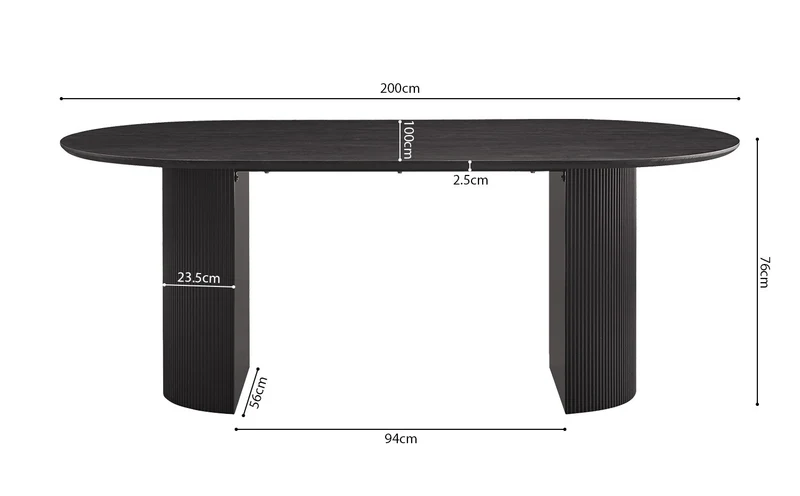 Table Lagos 200 cm Ovale Décor Brun foncé