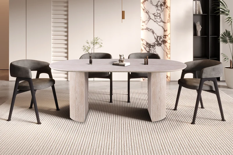 Table Lagos 200 cm Ovale Décor Travertin Beige