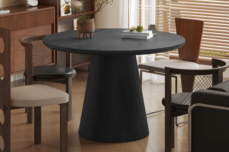 Table à manger Miklos ronde 120cm décor Brun foncé