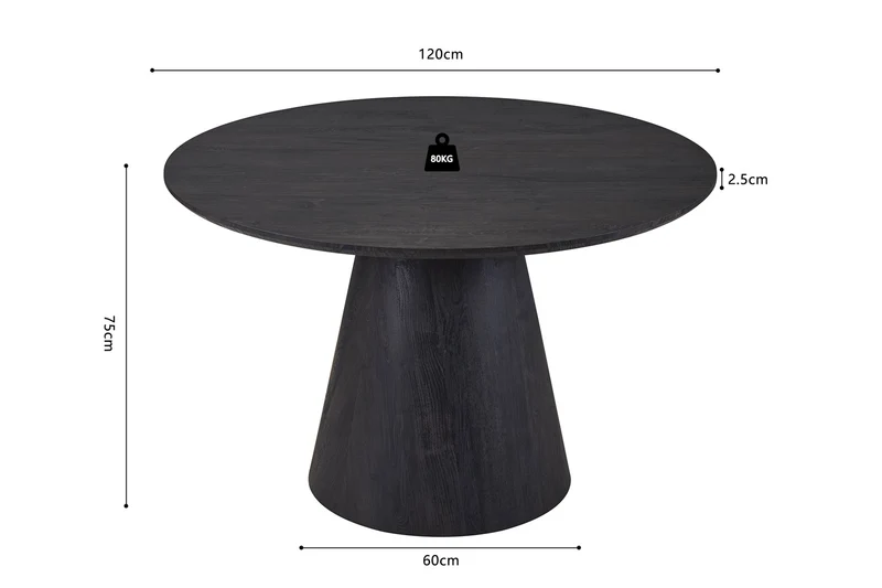 Table à manger Miklos ronde 120cm décor Brun foncé