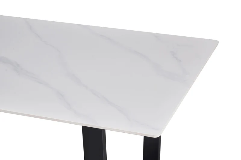 Table à manger Poseidon 180cm Pierre brillante rectangulaire blanc