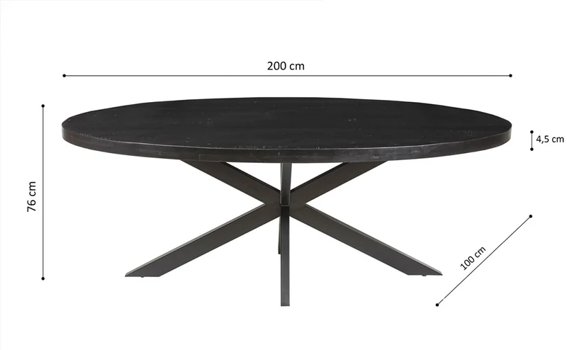 Table à manger Alexa Ovale bois de Manguier Noir