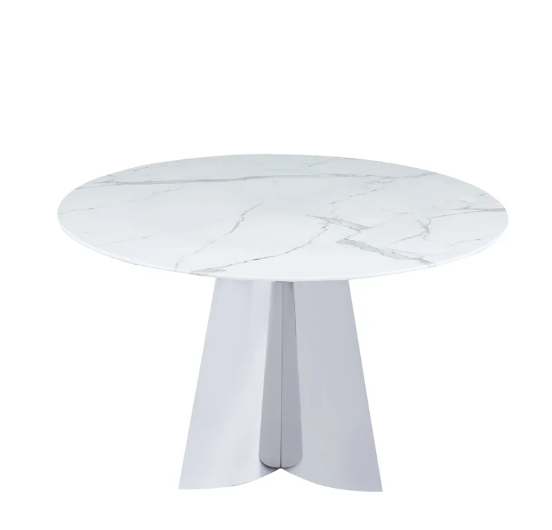 Table à manger CAPUCINE Chrome Marbre blanc