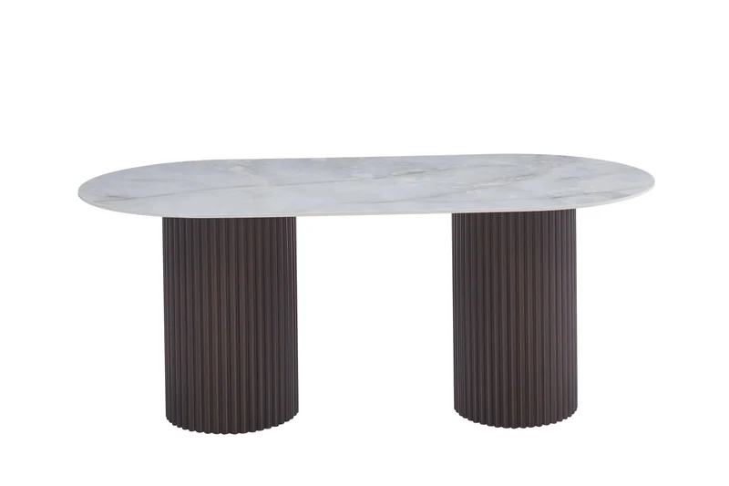 TABLE A MANGER KEYSHA PIED NOYER PLATEAU CERAMIQUE MOKA 180CM