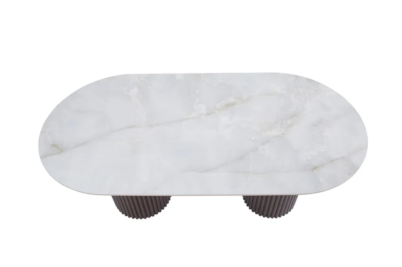 TABLE A MANGER KEYSHA PIED NOYER PLATEAU CERAMIQUE MOKA 180CM