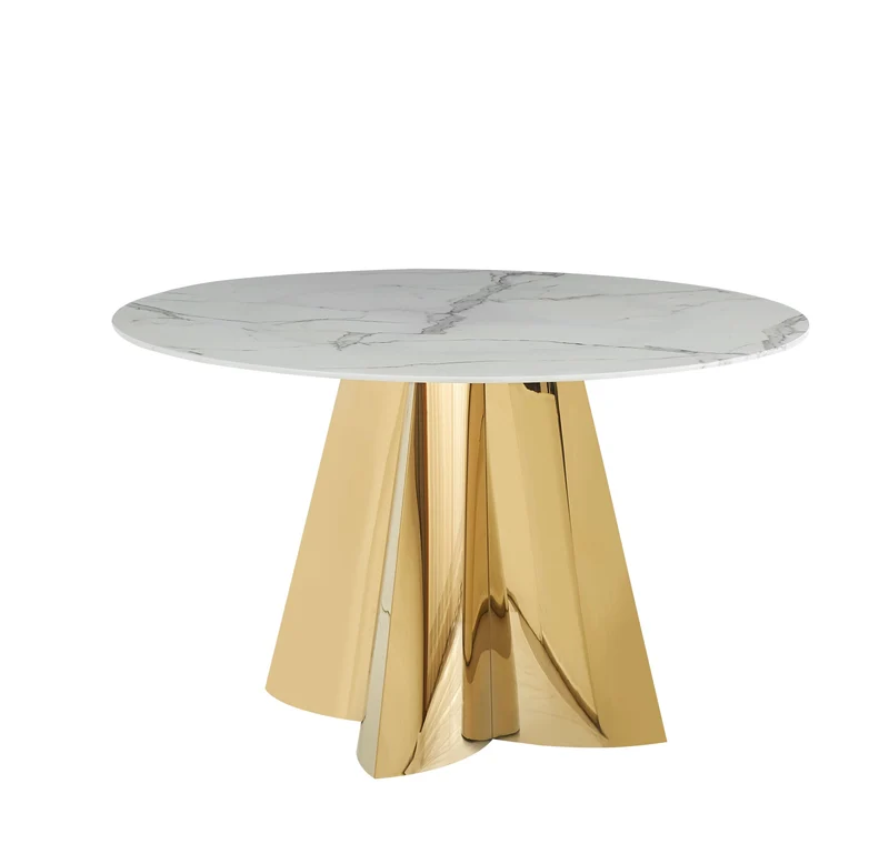 Table à manger CAPUCINE Gold Marbre blanc