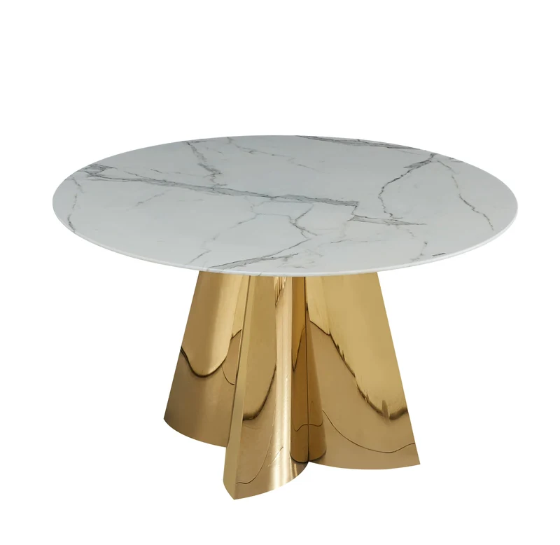 Table à manger CAPUCINE Gold Marbre blanc