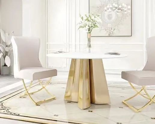 Table à manger CAPUCINE Gold Marbre blanc