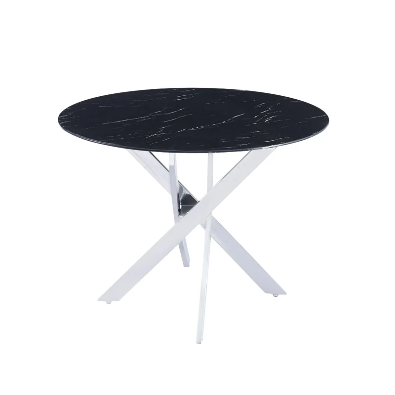 Table à manger ronde JESSICA chrome 100 cm 4 couverts