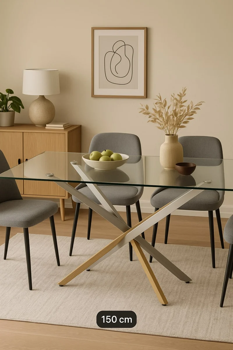 Table à manger JESSICA Gold Chrome transparent