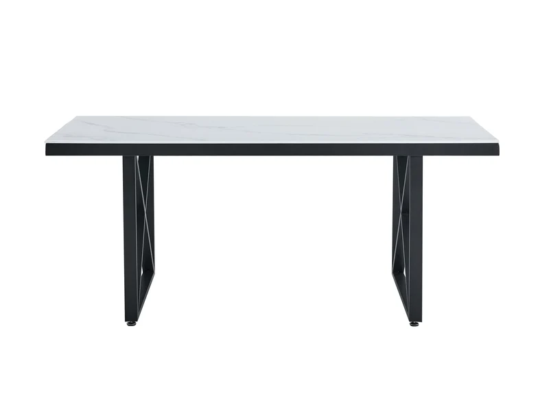 TABLE REPAS LEVANTO METAL NOIR MARBRE BEIGE 180x90x75 cm