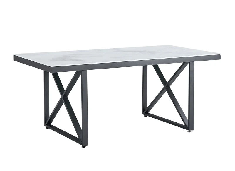 TABLE REPAS LEVANTO METAL NOIR MARBRE BEIGE 180x90x75 cm