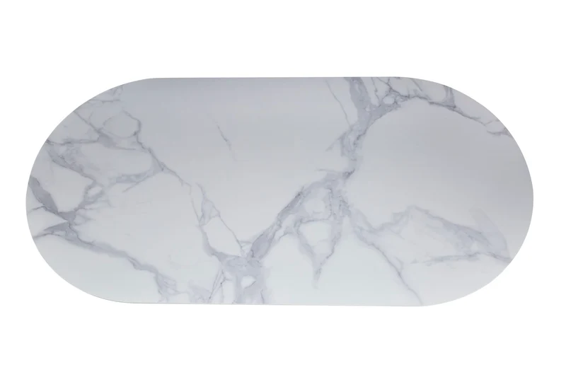 Table à manger ANNA plateau en céramique marbré blanc L 180 cm