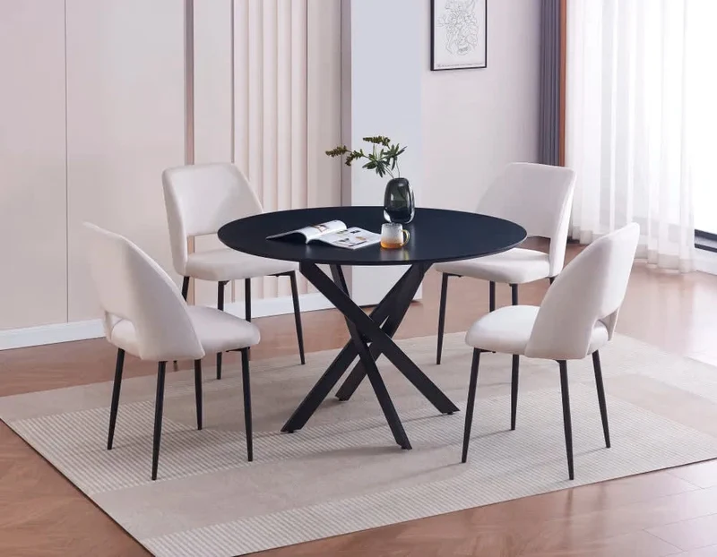 TABLE A MANGER EN BOIS JESSICA PIEDS METAL NOIR