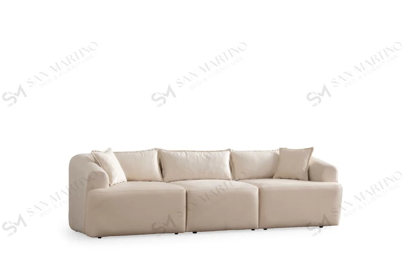 Canapé Mila Modulable Velours Blanc Cassé