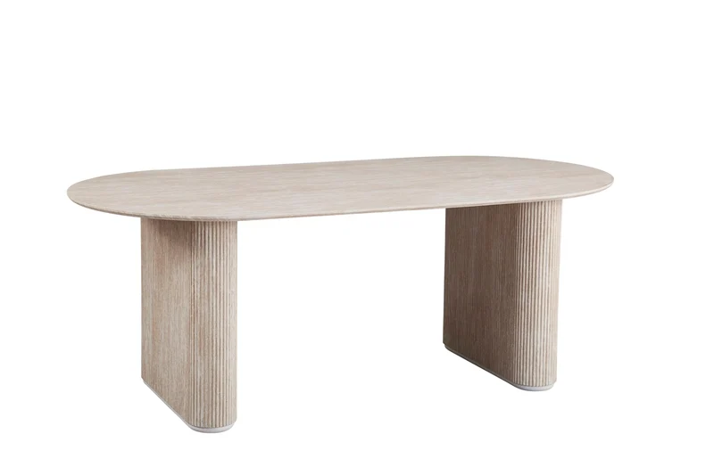 TABLE A MANGER ROXANNE PLATEAU BEIGE PIED BEIGE 200x100x75CM