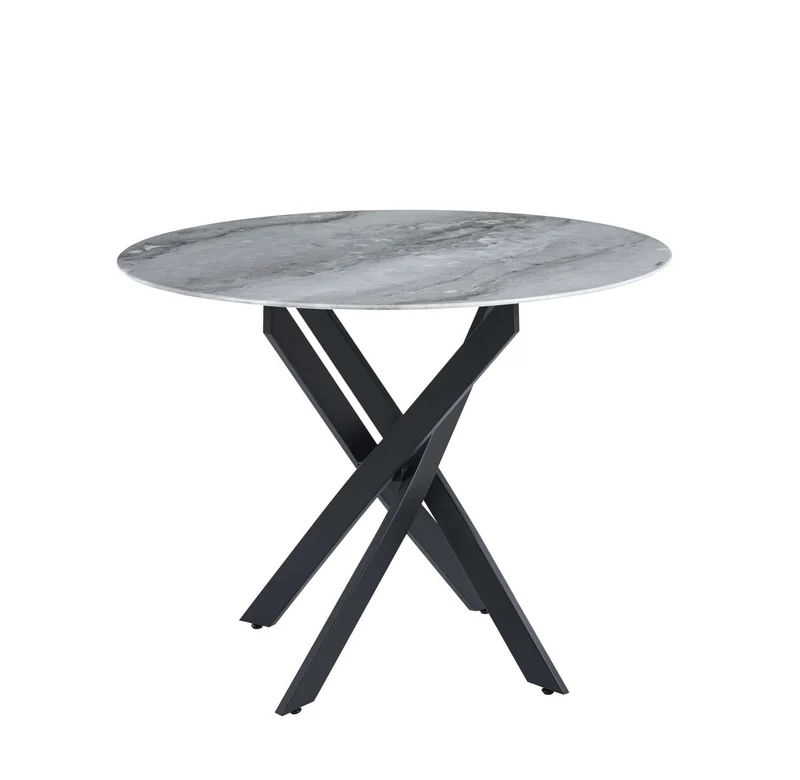 TABLE REPAS JESSICA METAL NOIR MARBRE GREIGE 100x75cm