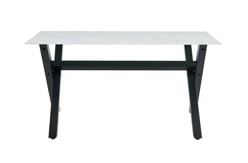 Table à manger IXE métal noir plateau en verre trempé