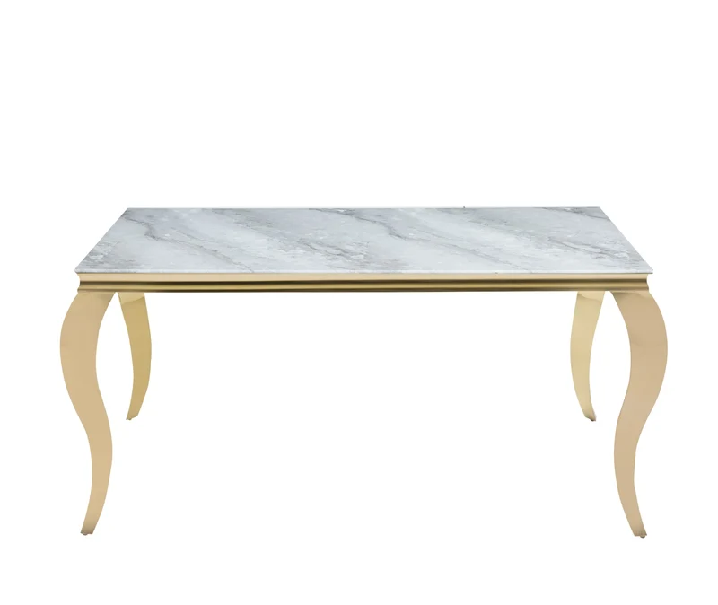 TABLE REPAS BAROQUE GOLD MARBRE GREIGE 180X90X75CM