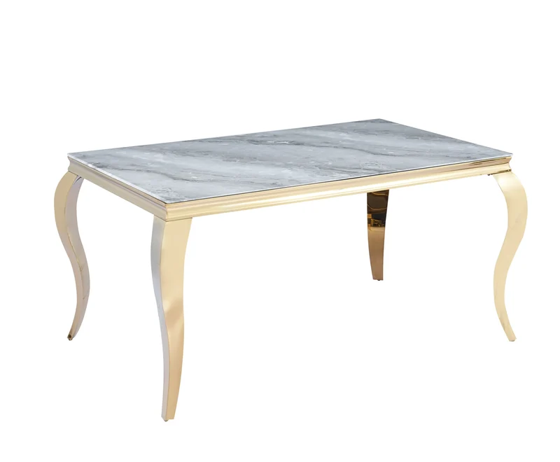 TABLE REPAS BAROQUE GOLD MARBRE GREIGE 180X90X75CM