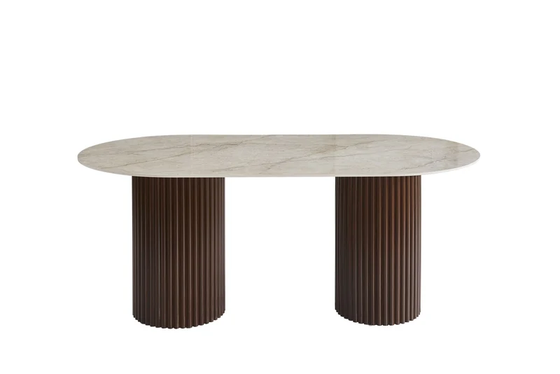 TABLE A MANGER KEYSHA PIED NOYER PLATEAU CERAMIQUE SHAKESPEARE GRIS 160cm