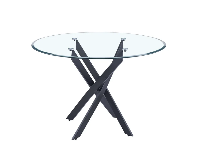 TABLE REPAS JESSICA METAL NOIR PLATEAU TRANSPARENT XXL 120 x 75