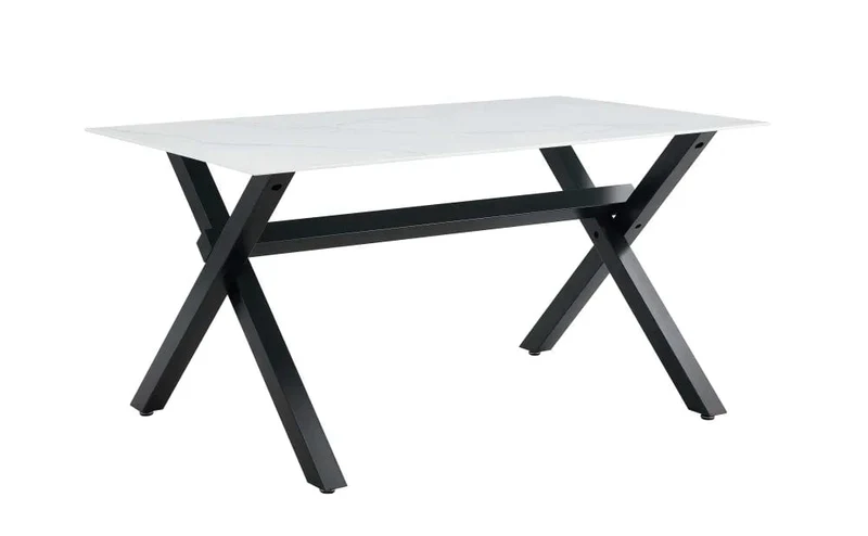 Table à manger IXE métal noir plateau en verre trempé