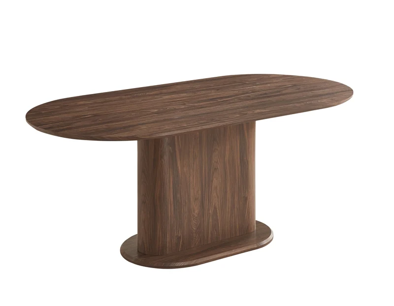TABLE REPAS LOKA PLATEAU/BASE MDF EFFET NOYER PIED MDF EFFET NOYER 160X90X75cm