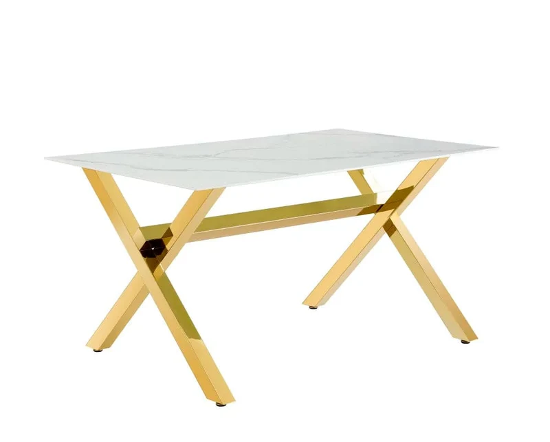 Table à manger IXE gold plateau en verre trempé 150 cm