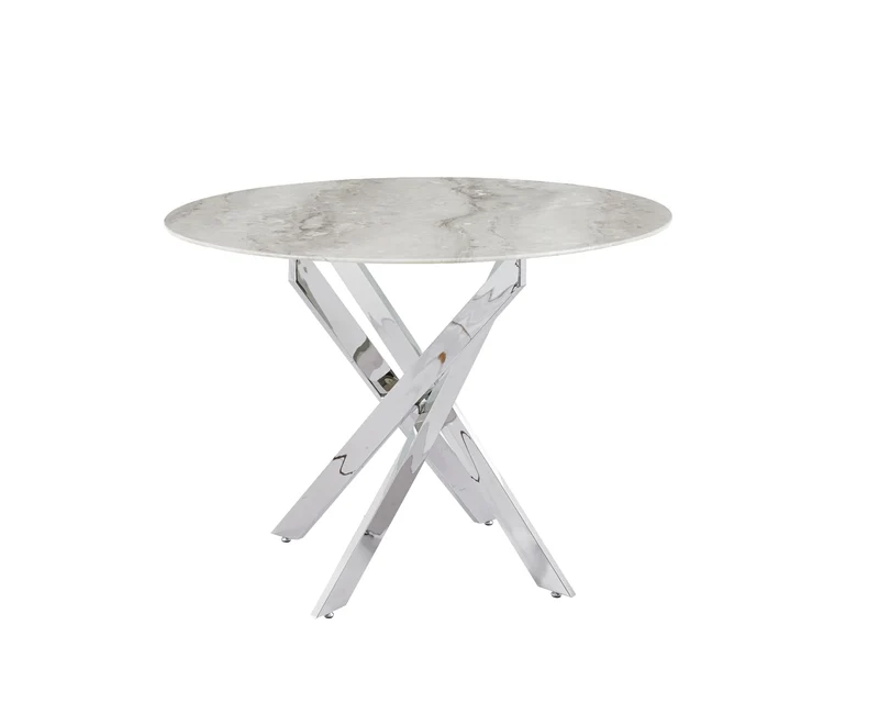 TABLE REPAS JESSICA CHROME MARBRE GREIGE 100x75cm