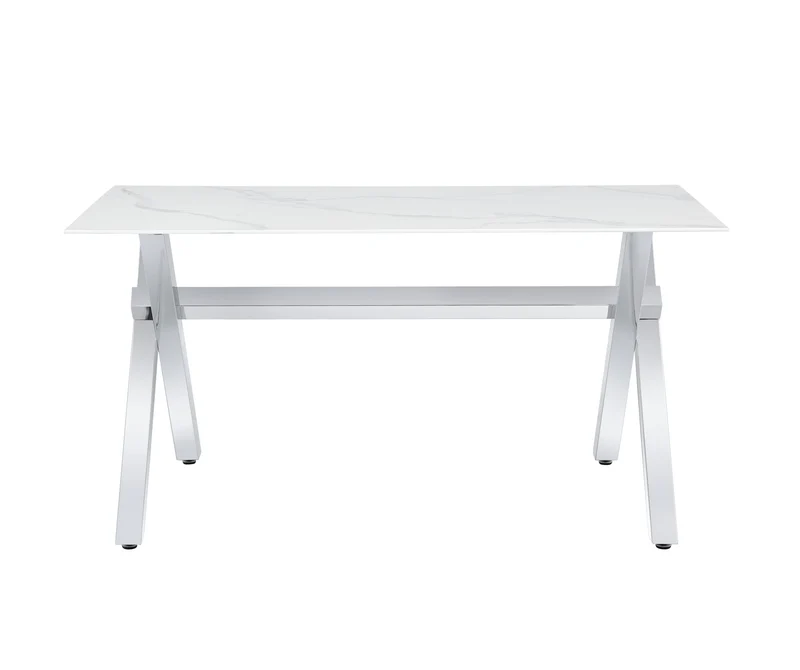 Table à manger IXE chrome plateau en verre trempé 150 cm