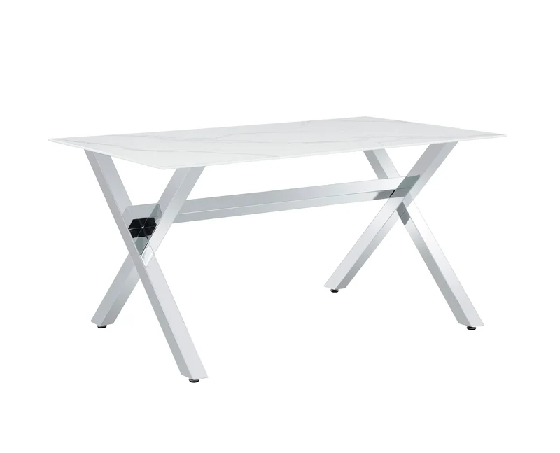 Table à manger IXE chrome plateau en verre trempé 150 cm