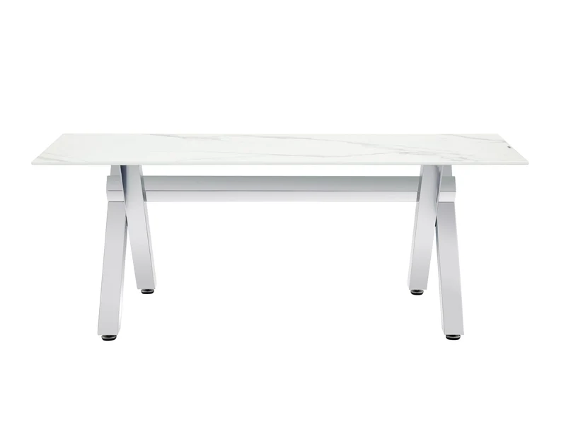 Table à manger IXE chrome plateau en verre trempé 150 cm