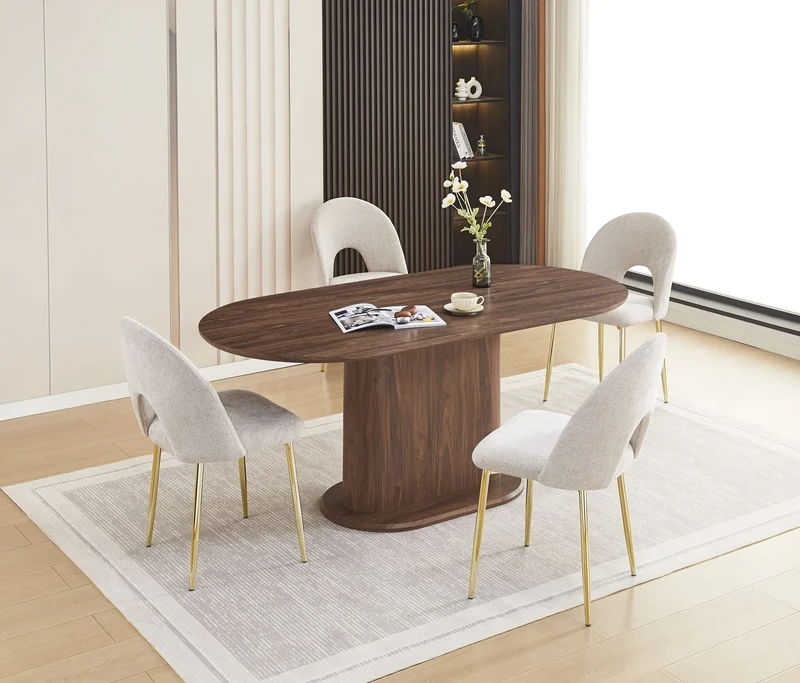 TABLE REPAS LOKA PLATEAU/BASE MDF EFFET NOYER PIED MDF EFFET NOYER 180X90X75cm