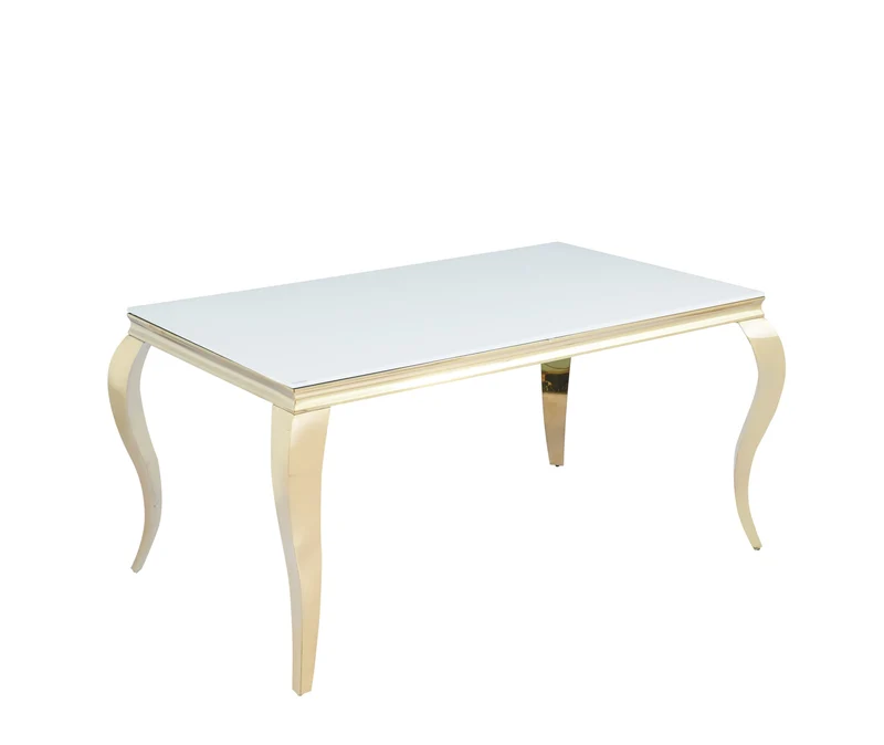 TABLE REPAS BAROQUE GOLD BLANC ULTRA 180x90x75cm