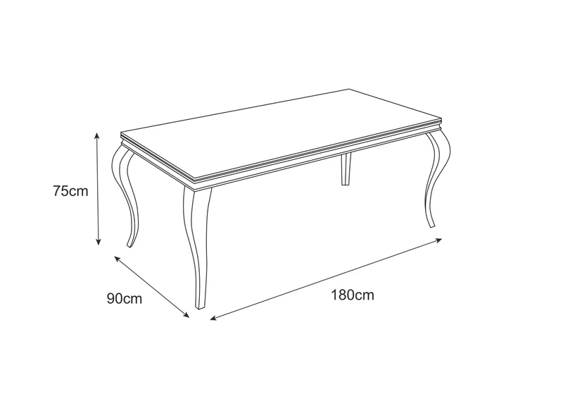 TABLE REPAS BAROQUE GOLD BLANC ULTRA 180x90x75cm