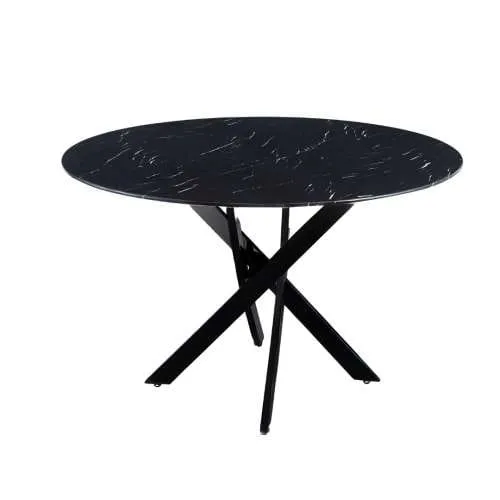 TABLE REPAS JESSICA METAL NOIR MARBRE NOIR 100X75CM