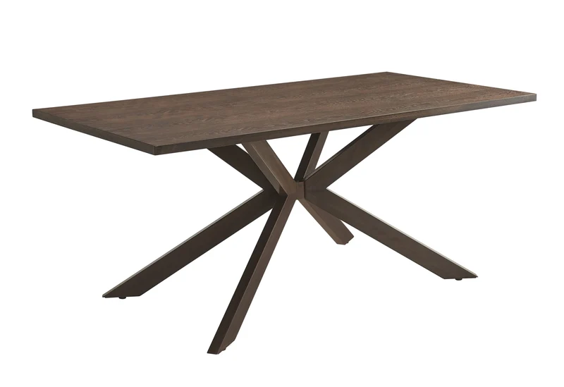 TABLE A MANGER XAVIER PLATEAU MDF EFFET BOIS NOYER PIED METAL EFFET NOYER 180X90X75cm