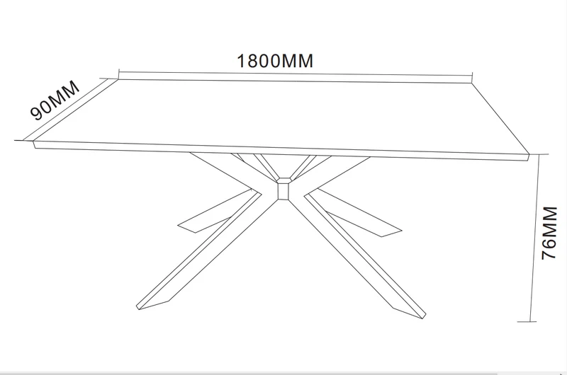 TABLE A MANGER XAVIER PLATEAU MDF EFFET BOIS NOYER PIED METAL EFFET NOYER 180X90X75cm